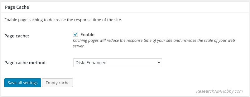 W3 Total Cache plugin settings - 2