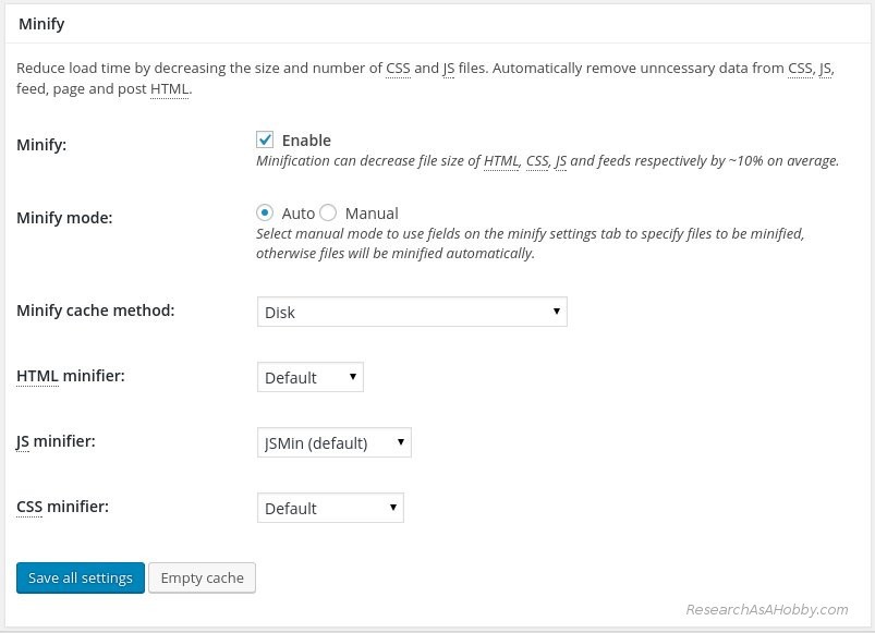 W3 Total Cache plugin settings - 3