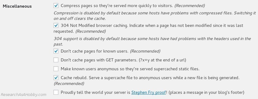 WP Super Cache plugin settings - 3