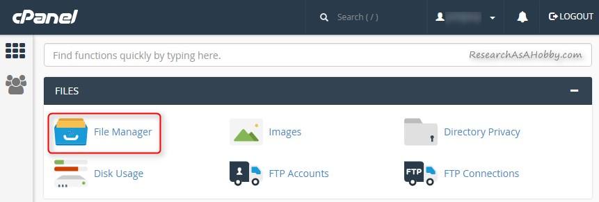 File Manager in cPanel