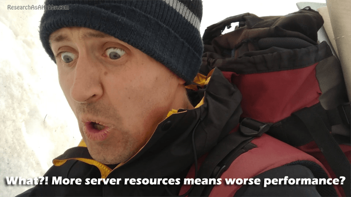 more server resources means worse performance on shared hosts