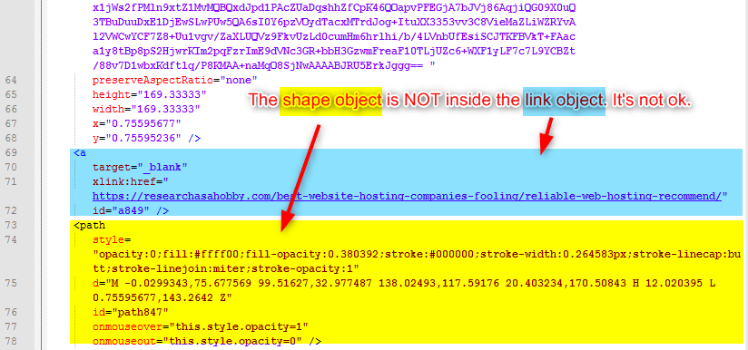 SVG code with missing link